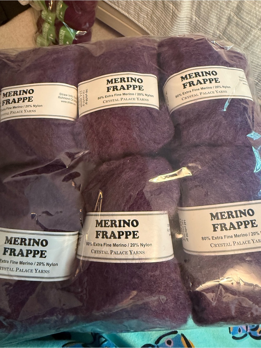 Yarn 10 skeins, Merino Frappe Wool Bundle in Deep Purple